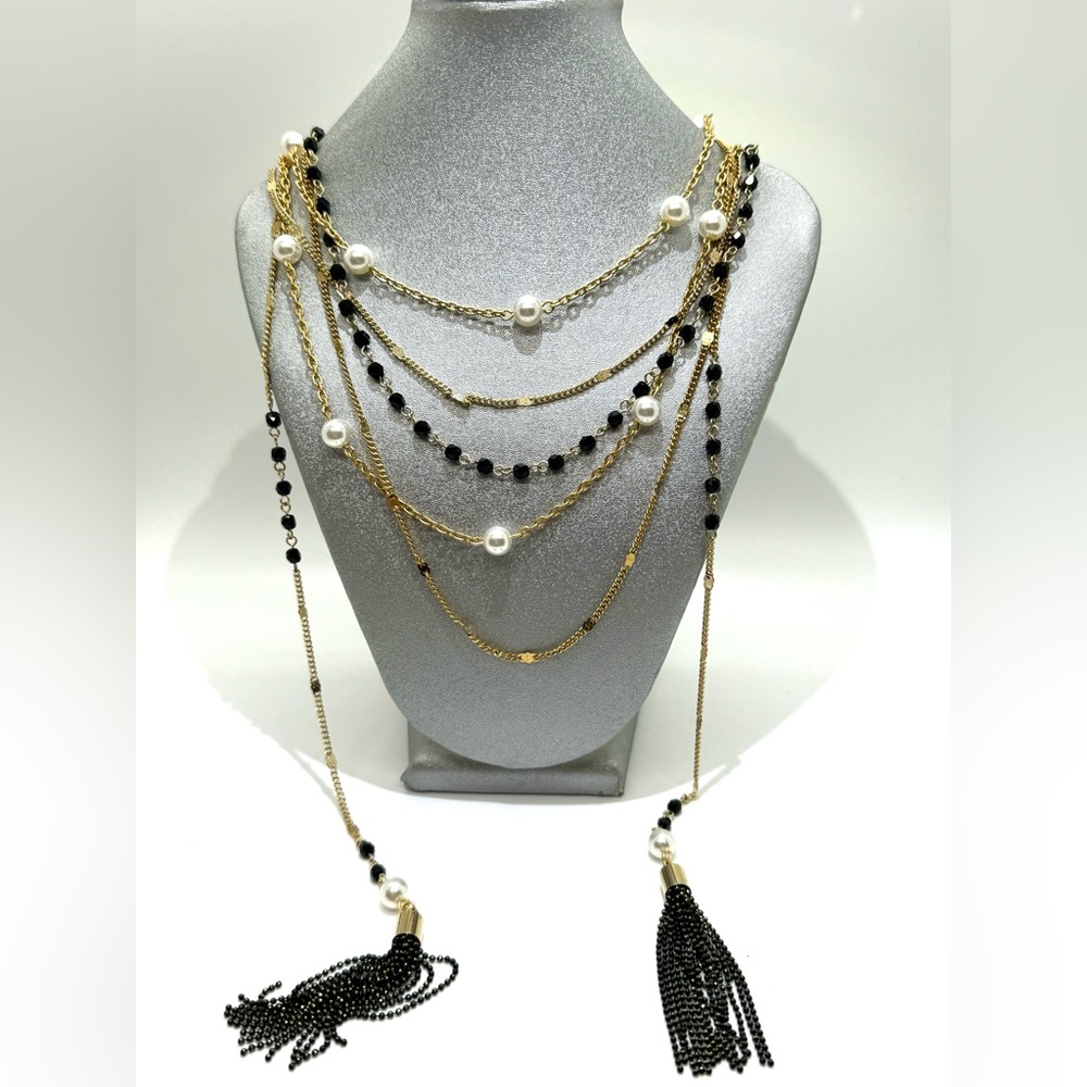 The Limited - Multi-layered Gold Long Necklace - Vintage